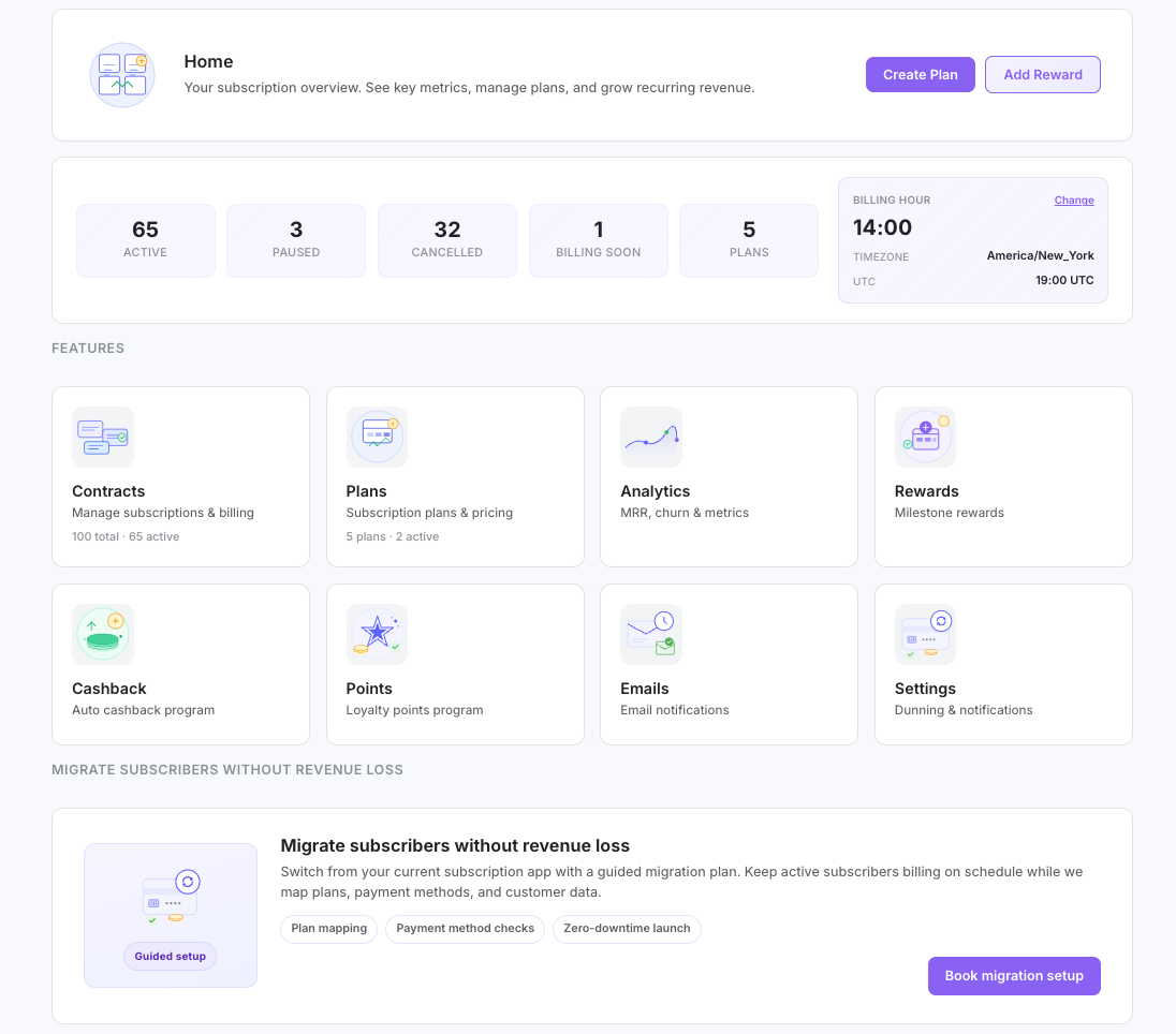 subZwallet dashboard on first load showing onboarding checklist and store overview