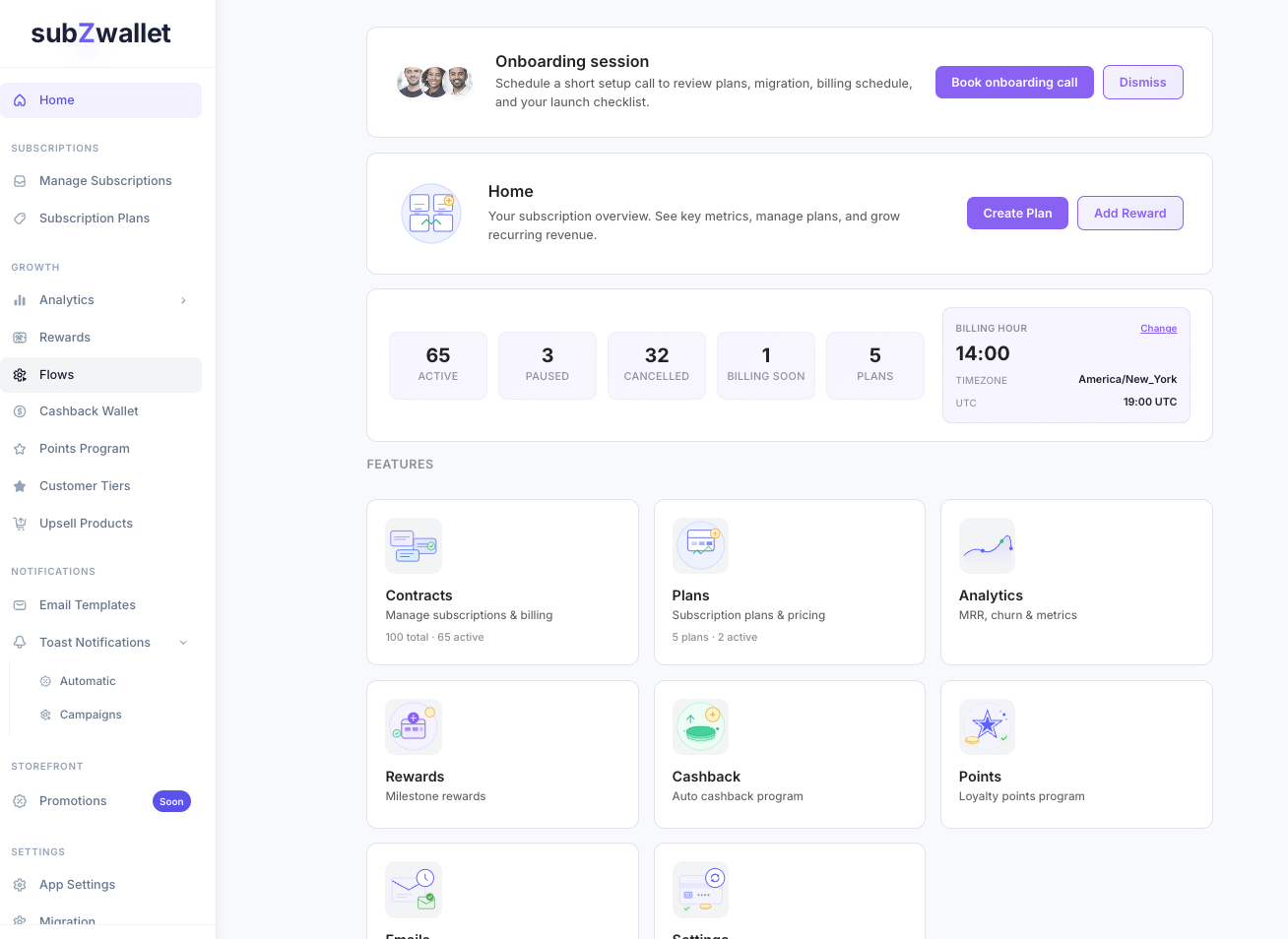 Home dashboard with full sidebar navigation